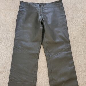 SCOOP Olive Green Lambskin Leather Pants Size 44 IT, US 8